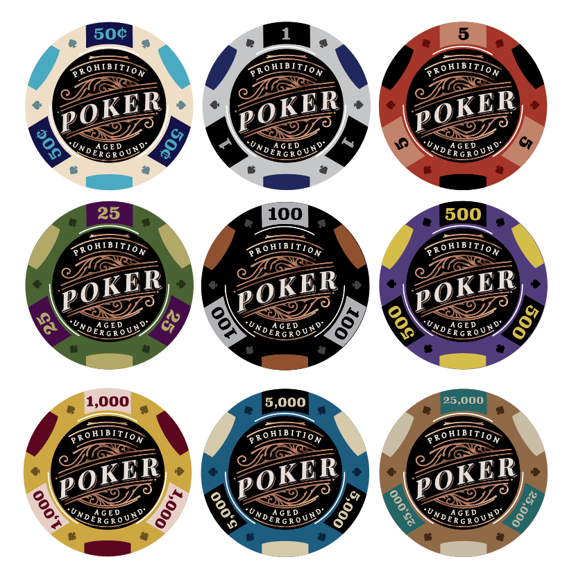 Prohibition Cash and Tournament Ceramic Poker Chip Set