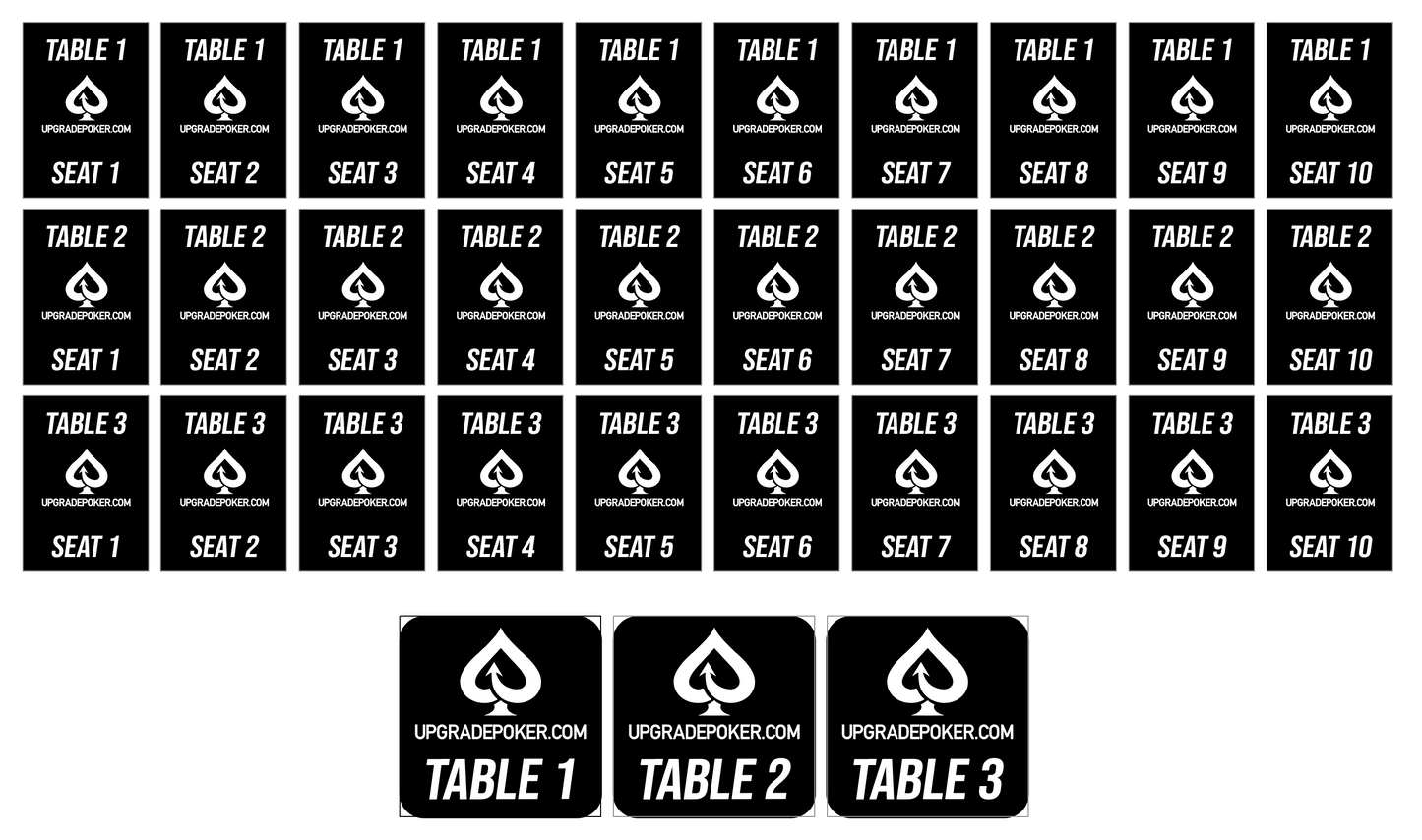 Tournament Seating Cards